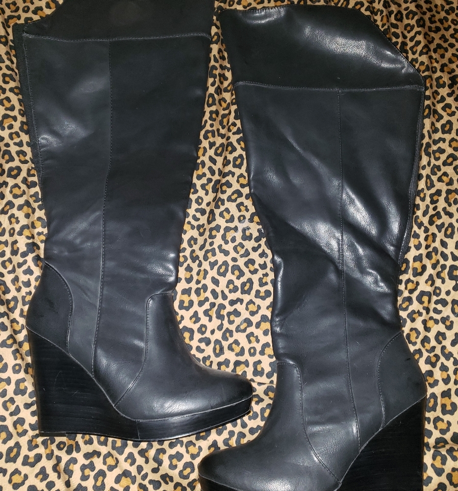 Torrid Black Over The Knee Wedge Boot 10.5
